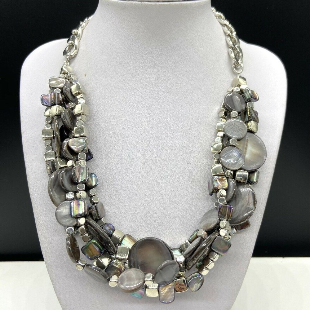 Kenneth Cole Silver and Gray Statement Necklace